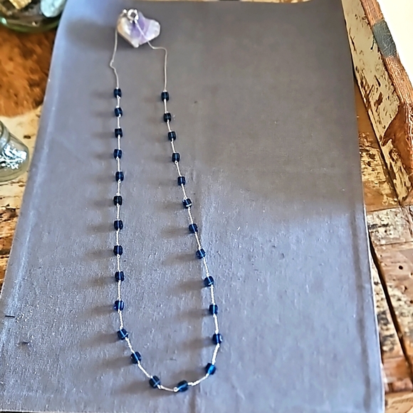 Banana Republic blue glass cube necklace long EUC royal blue - Picture 3 of 8